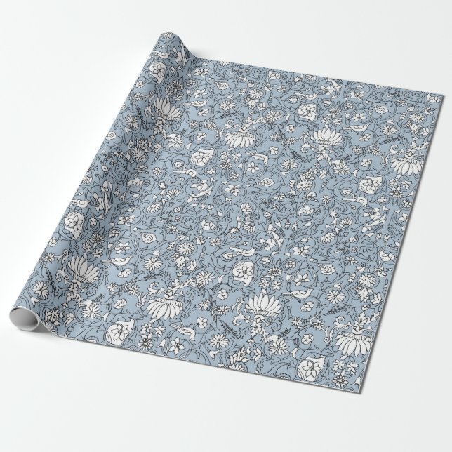 light blue persian pattern wrapping paper (Unrolled)