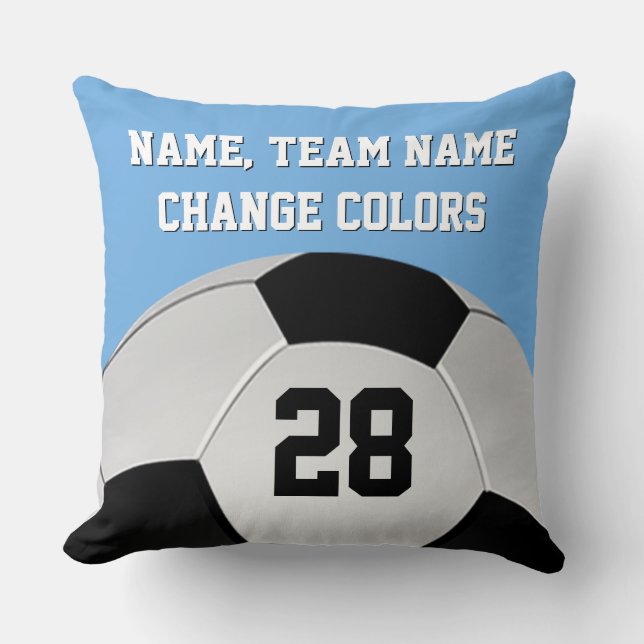 Light Blue Personalised Football Pillow Your COLOR (Front)