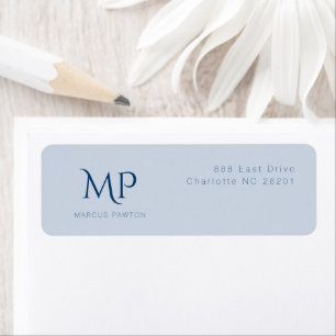 Light Blue Personalised Monogram Return Address