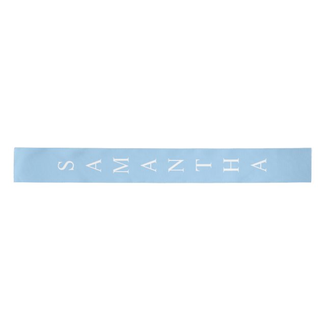 Light Blue Personalised Vertical Name  Satin Ribbon (Front)