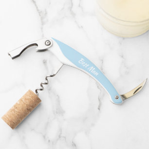 Light Blue Personalised Wedding Best Man Corkscrew