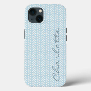 Light Blue Petals Knit Pattern iPhone 13 Case