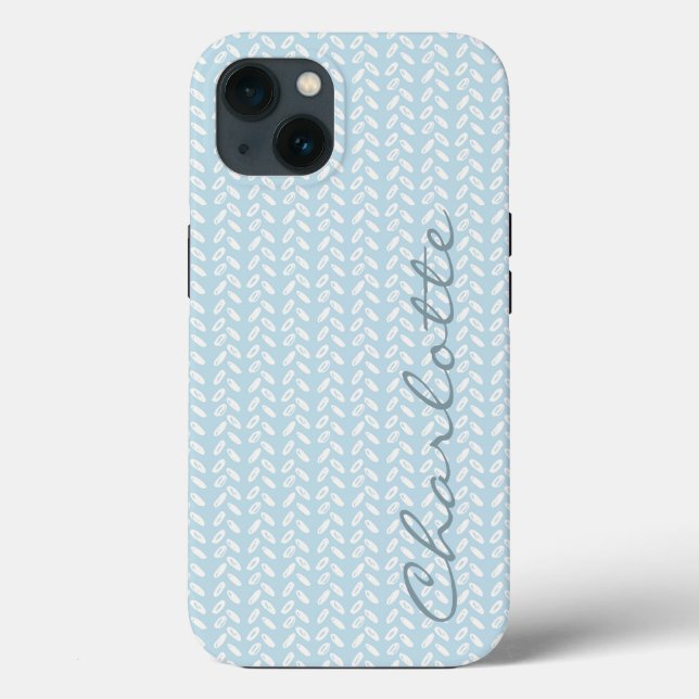 Light Blue Petals Knit Pattern Case-Mate iPhone Case (Back)