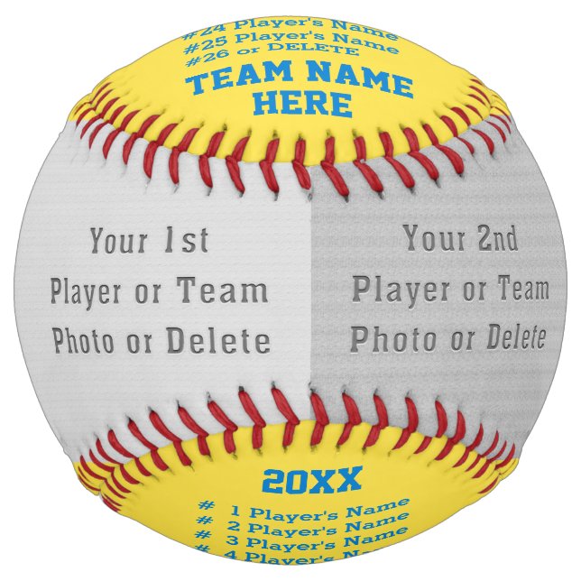 Light Blue PHOTO, Custom Softball, Coach or Player Softball (Front)