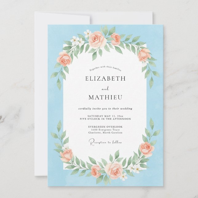 Light Blue Picturesque Spring Wedding Invitation (Front)
