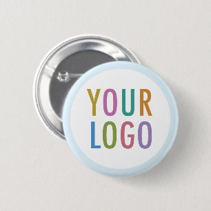 Light Blue Pin Back Button Custom Logo Round Badge