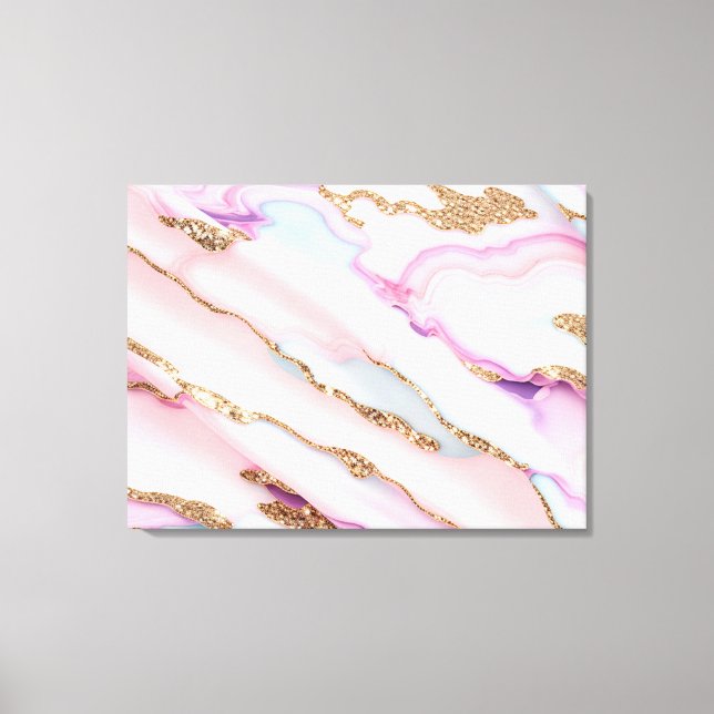 Light Blue Pink Agate Marble Modern Collection Canvas Print (Front)