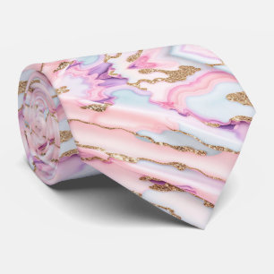Light Blue Pink Agate Marble Modern Collection Tie