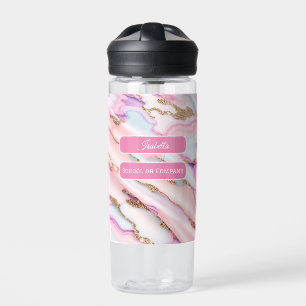 Light Blue Pink Agate Marble Modern Collection Water Bottle