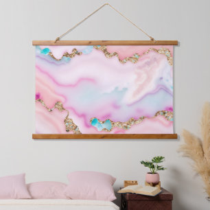 Light Blue Pink Agate Marble Popular Collection Hanging Tapestry