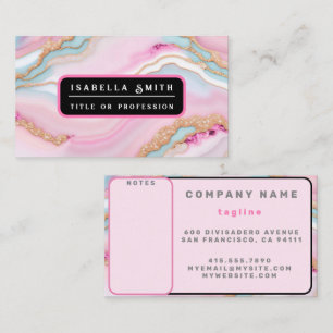 Light Blue Pink Agate Marble Trendy Collection Business Card