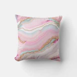 Light Blue Pink Agate Marble Trendy Collection Cushion