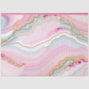 Light Blue Pink Agate Marble Trendy Collection Tissue Paper