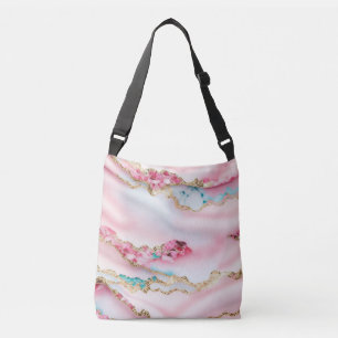 Light Blue Pink Marble Agate Popular Collection Crossbody Bag