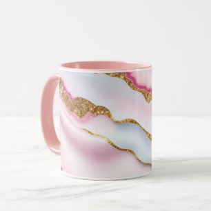 Light Blue Pink Marble Agate Trendy Collection Mug