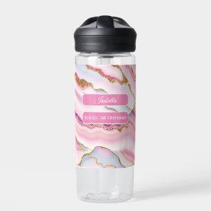 Light Blue Pink Marble Agate Trendy Collection Water Bottle