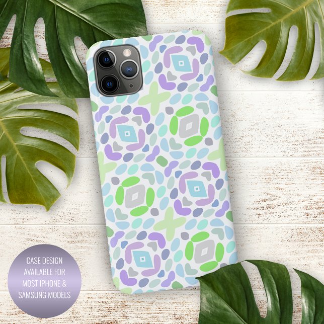 Light Blue Pink Purple Lime Green African Art iPhone Case (Creator Uploaded)