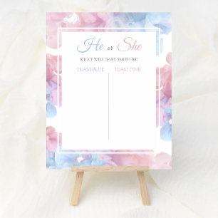Light Blue Pink Smoke Baby Gender Reveal Vote Poster