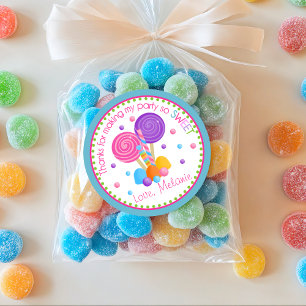 Light Blue Pink Sweet Shop Birthday Favour Classic Round Sticker