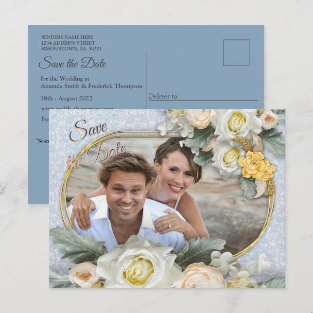 Light Blue, Pink & White Mandalas  Announcement Postcard (Front/Back)