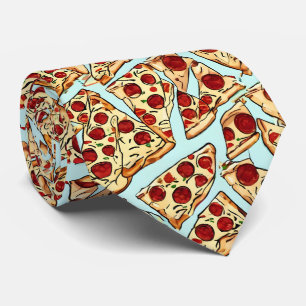Light Blue Pizza Tie - Quirky Necktie