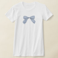 Light Blue Plaid Bow Elegant Baby Shower Mum