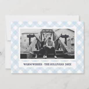 Light Blue Plaid   Rustic    CUSTOM Holiday Photo Card