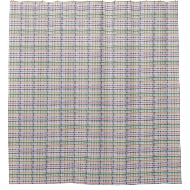 Light Blue Plaid Shower Curtain (Front)