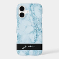 Light Blue Polished Marble Stone with Name