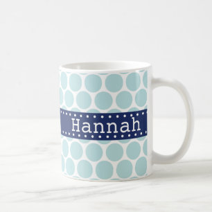 Light Blue Polka Dot Pattern Blue Banner Coffee Mug