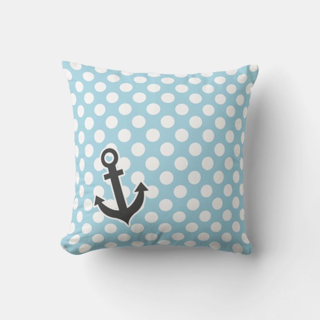 Light Blue Polka Dots; Anchor Cushion (Front)