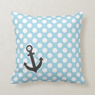 Light Blue Polka Dots; Anchor Cushion