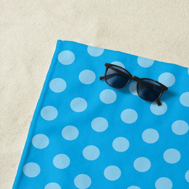Light Blue Polka Dots Beach Towel (In Situ)