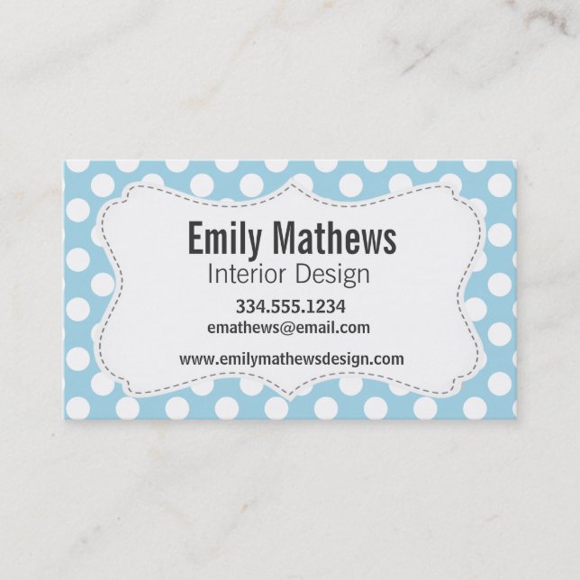 Light Blue Polka Dots Business Card (Front)