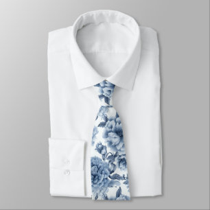 Light Blue Porcelain Floral Wedding Groomsmen Gift Tie