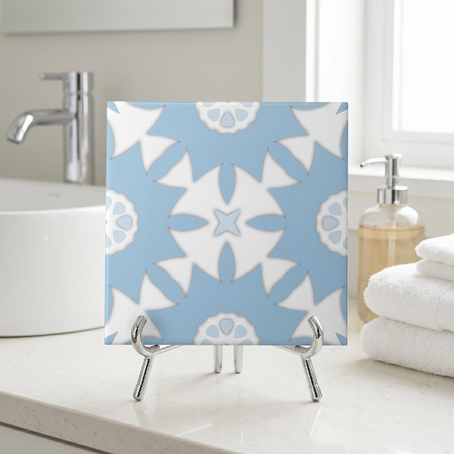 Light Blue Portuguese Azulejo Geometric Mosaic Tile (Creator Uploaded)