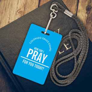 Light Blue prayer church volunteers id badge