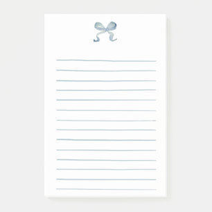 Light Blue Pretty Watercolor Bow Hand Lined Post-it Notes