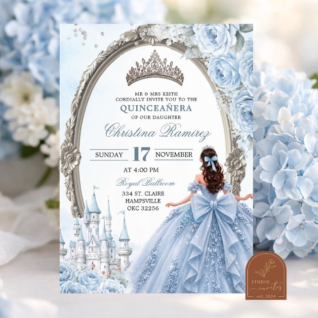 Light Blue Princess Quinceanera Invitation (Creator Uploaded)