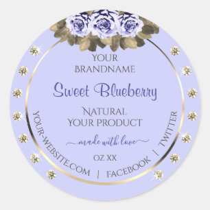 Light Blue Product Labels Blue Roses Gold Jewels