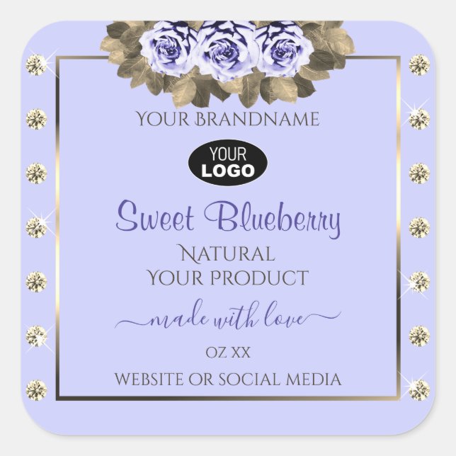 Light Blue Product Labels Blue Roses Jewels Logo (Front)