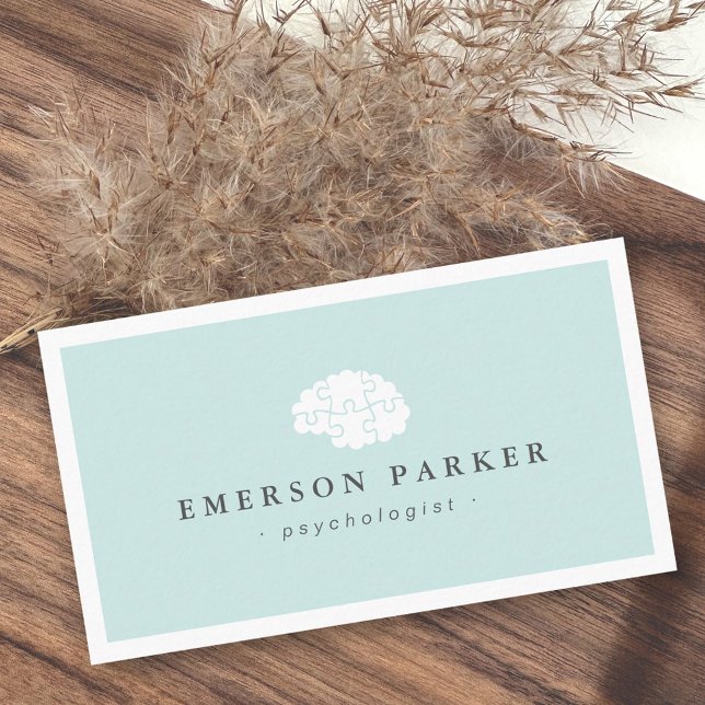 Light blue psychologist psychiatrist counselor business card (Creator Uploaded)