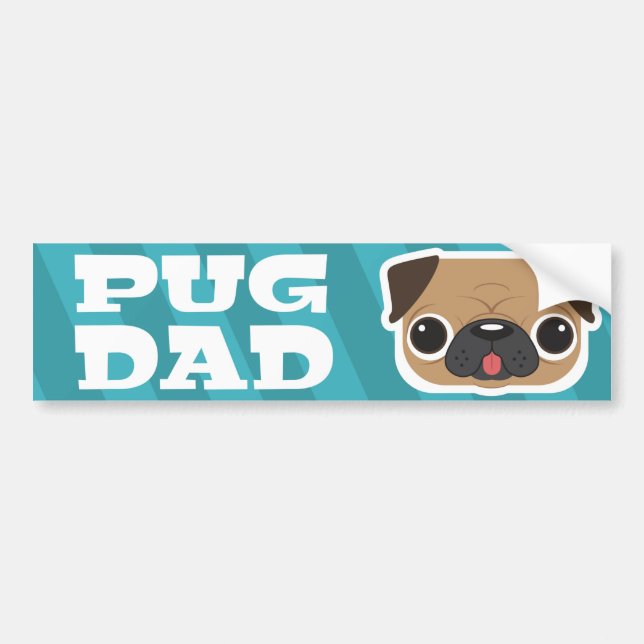 Light Blue Pug Dad Bumper Sticker (Front)