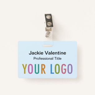 Light Blue PVC Name Badge with Clip Lanyard Reel ID Badge
