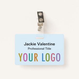 Light Blue PVC Name Badge with Clip Lanyard Reel ID Badge