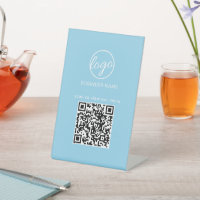 Light Blue QR Code Logo Menu Restaurant Business