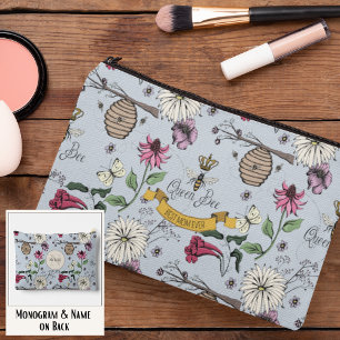 Light Blue Queen Bee & Gold Crown Best Mum Ever Accessory Pouch
