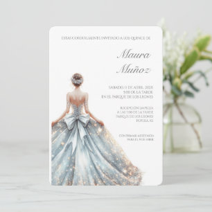 Light blue quinceañera invitation