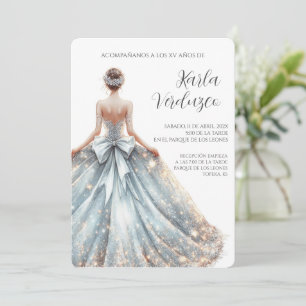 Light blue quinceañera invitation