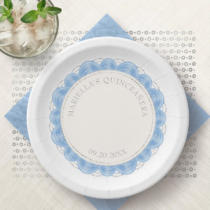 Light Blue Quinceanera Paper Plate